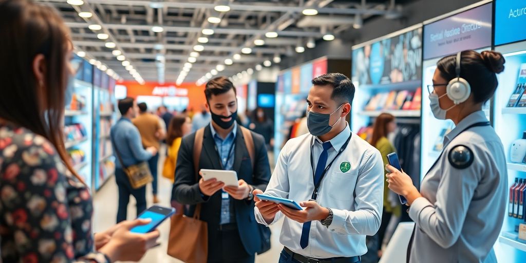 Retail executives embracing AI automation in a modern store.